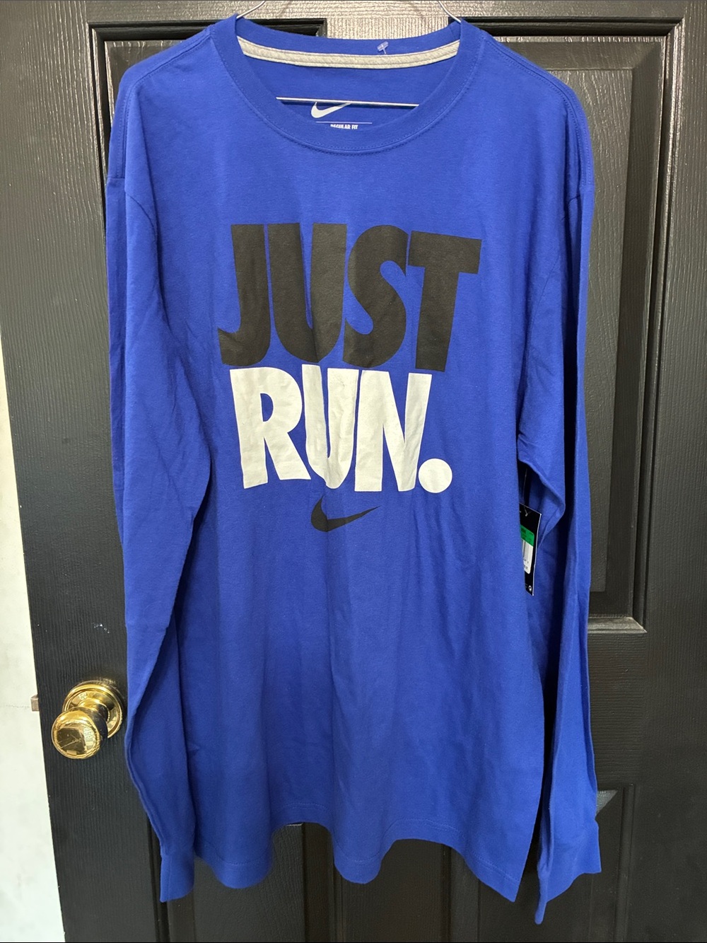 Nike Royal Blue Long-Sleeve 'JUST RUN.' Graphic Tee